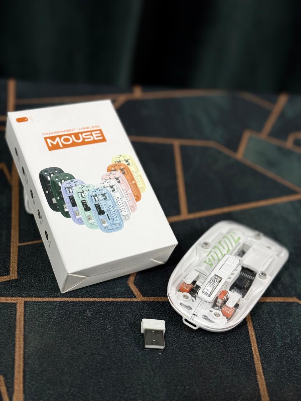 Transparent Wireless Mouse with USB Nano Receiver – Slim, Lightweight & Silent Click 🖱️✨